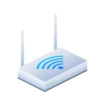 Network Router 3D WiFi Router. Internet service wireless router. Vector stock Illustrazione stock
