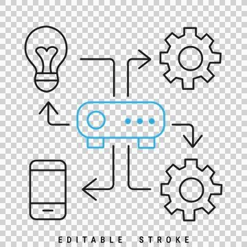 Network Router Connectivity Icon with Smart Home Automation Illustration