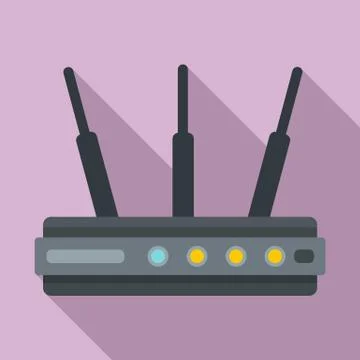 Network router icon, flat style Illustrazione stock