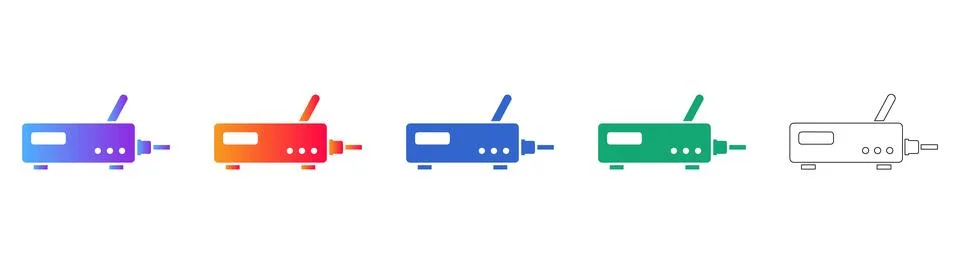 Network Router Icon Set Stock Illustration