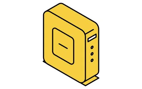 Network router isometric line icon with wireless signal and ports Illustrazione stock