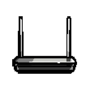 Network router pixel art vector illustration 스톡 일러스트