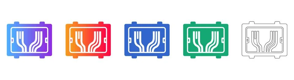 Network Routing and Data Path Icon Set Stock Illustration