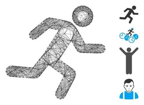 Network Running Man Vector Mesh Stock Illustration