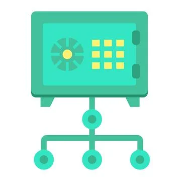 Network safe vault flat icon, strongbox Stock Illustration