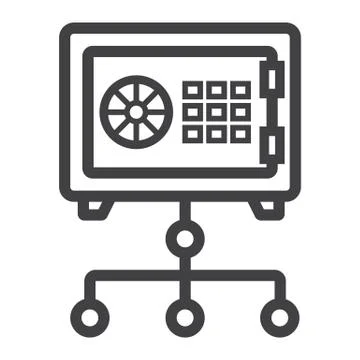 Network safe vault line icon, strongbox Ilustración de archivo