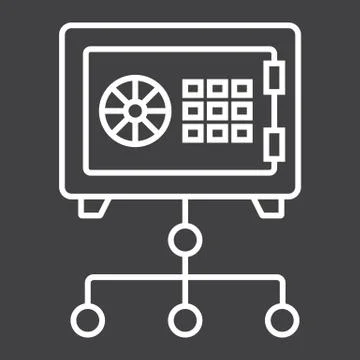 Network safe vault line icon, strongbox Ilustración de archivo
