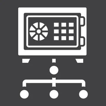 Network safe vault solid icon, strongbox Ilustración de archivo
