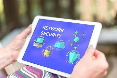 Network safety concept on a tablet Stock Photos