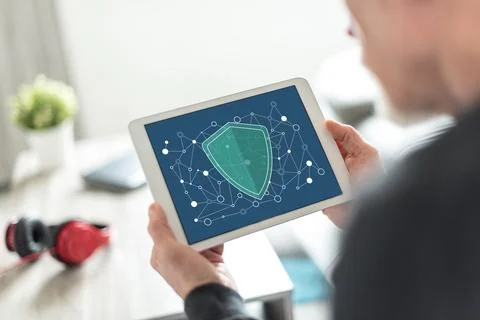 Network safety concept on a tablet Stock Photos