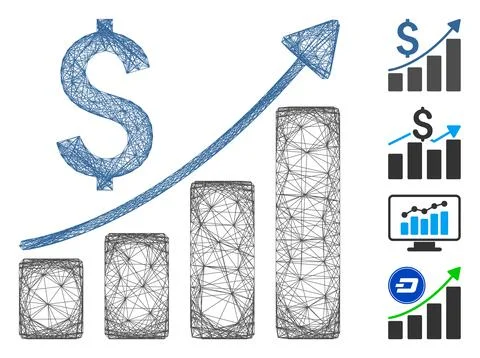 Network Sales Growth Chart Vector Mesh Stockillustratie