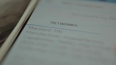 Network scan displays details about signal, strength and frequency Stock Footage 328344529
