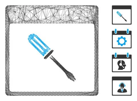Network Screwdriver Calendar Page Vector Mesh Stock Illustration