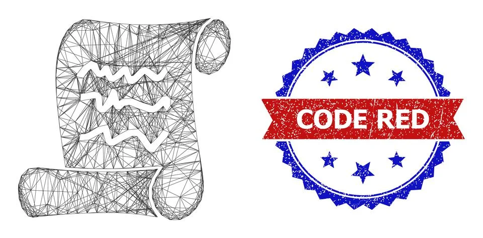 Network Scribble Page Roll Mesh and Unclean Bicolor Code Red Stamp Seal Stockillustratie