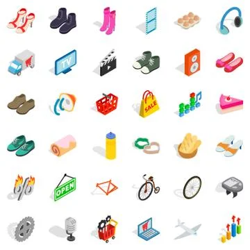 Network search icons set, isometric style Illustrazione stock