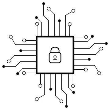 Network secure data icon vector design on white background. printed circuit.. Illustrazione stock
