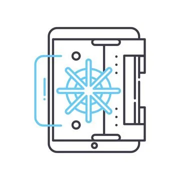 Network secure vault line icon, outline symbol, vector illustration, concept Ilustración de archivo