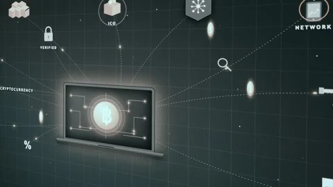 Network security and financial transactions within the crypto space graphic Stock Footage 333450550