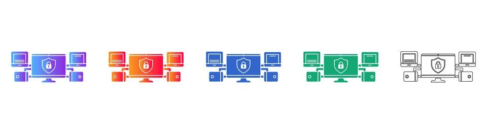 Network Security and Secure Connectivity Icons Illustrazione stock