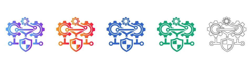 Network Security and Tech Icons Stock Illustration