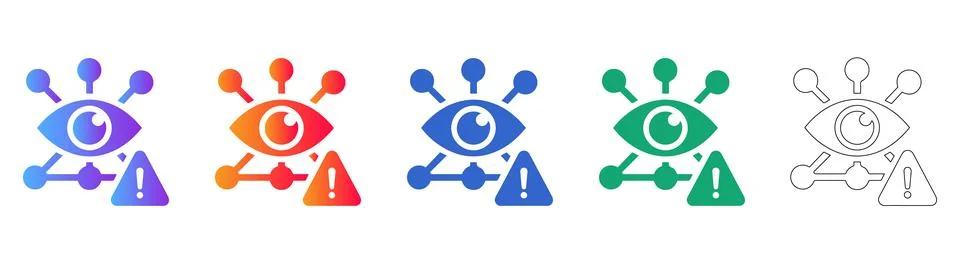 Network Security and Threat Alert Icons Stock Illustration