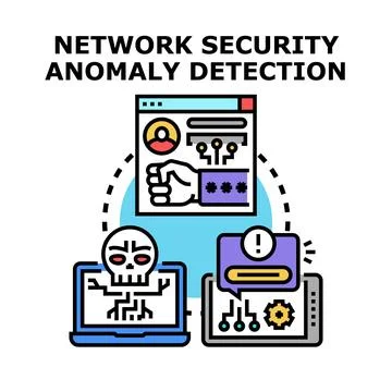 Network security anomaly detection protecting digital data Stock Illustration
