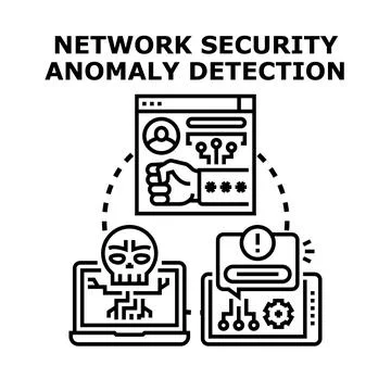 Network security anomaly detection protecting digital data Stock Illustration