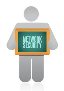Network security avatar holding sign concept Stock Illustration