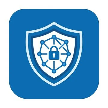 Network security blue shield icon for connection and cyber defense infrastr.. Stock Illustration