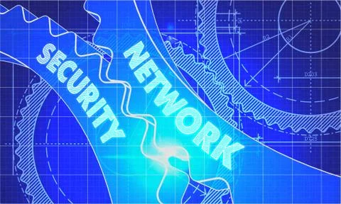 Network Security on Blueprint of Cogs Stock Illustration