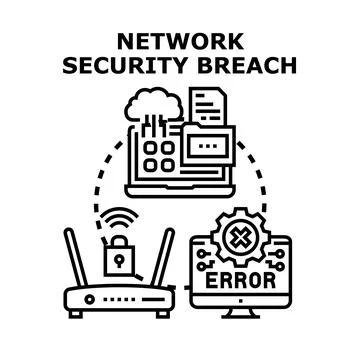 Network security breach concept with data protection error イラスト素材