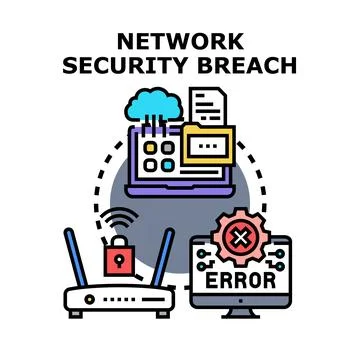 Network security breach concept with data protection error Stockillustratie