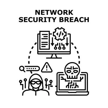 Network security breach concept with hacker avatar and data theft 库存插图
