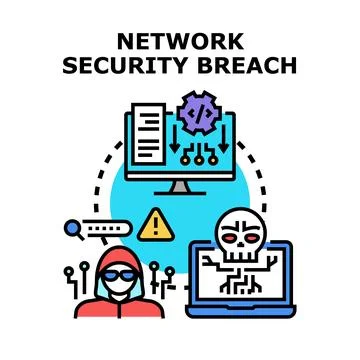 Network security breach concept with hacker avatar and data theft Illustration