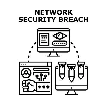 Network security breach concept illustrating cyber attack Stock Illustration