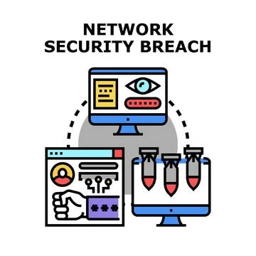Network security breach concept illustrating cyber attack Stock Illustration