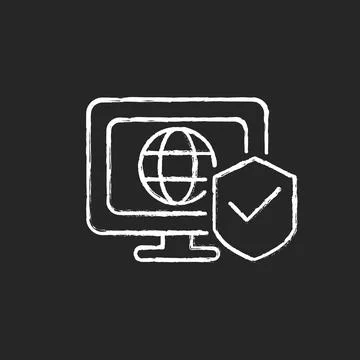 Network security chalk white icon on dark background Illustrazione stock