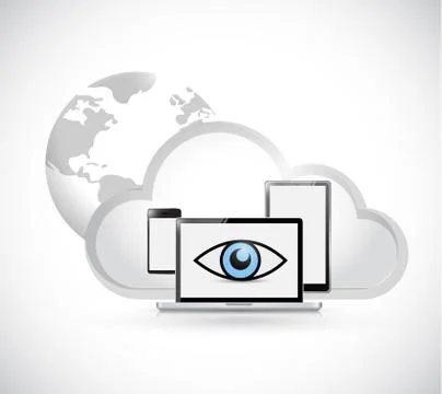 Network security cloud and electronics Illustrazione stock