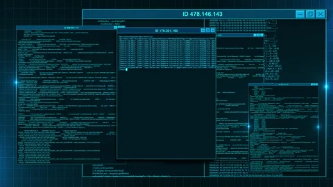 Network Security Command Terminal with Threat Monitoring Data Stock Footage 342623893