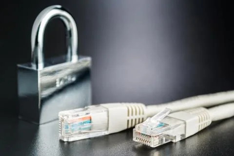 Network security concept and secure connection to Internet. Metal lock. Fotos Stock
