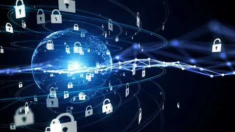 Network security concept. Data protection. Cyber security. Communication network Stock Footage 120818308