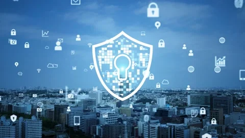 Network security concept. Data protection. Cyber security. Communication network Stock-Footage 134431013