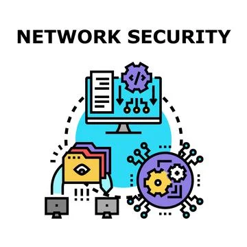Network security concept protecting digital data and information Stockillustratie