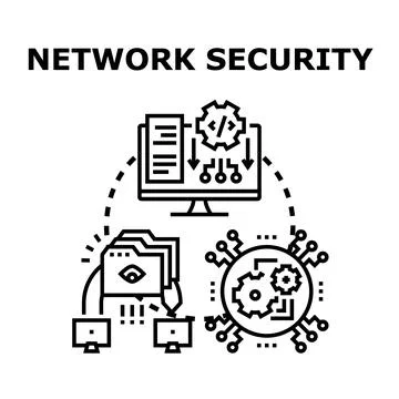 Network security concept protecting digital data and information イラスト素材