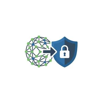 Network security concept with shield and padlock icon Illustrazione stock