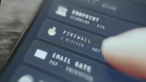 Network security dashboard, Firewall node is highlighted Stock Footage 335466247