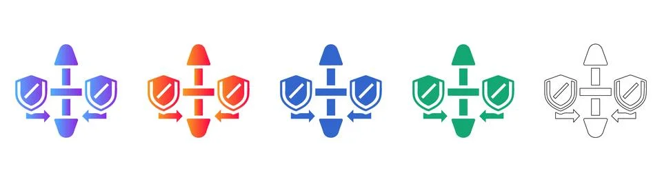 Network Security &amp; Data Protection Icons with Bi Directional Flow イラスト素材