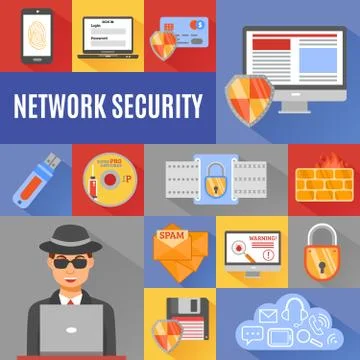 Network Security Decorative Icons Illustrazione stock