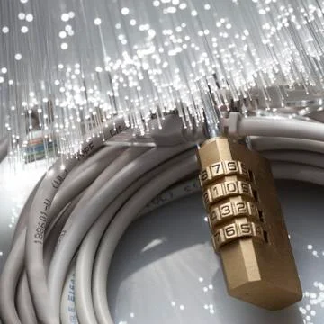 Network security with fiber optical background Stock Photos