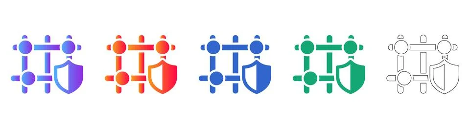 Network Security Grid Protection Icons Stock Illustration